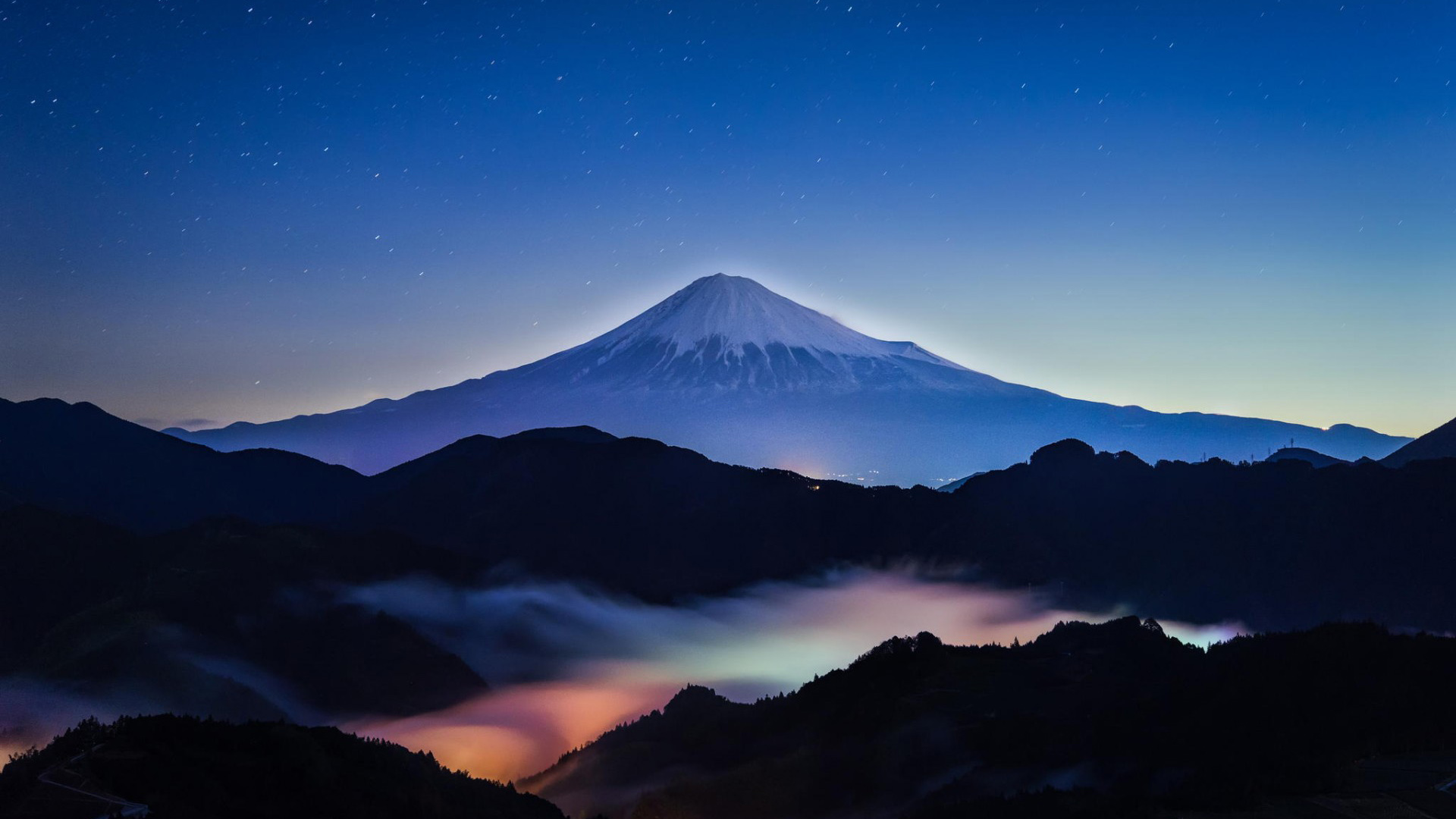 山,夜晚,星星,天空,风景壁纸