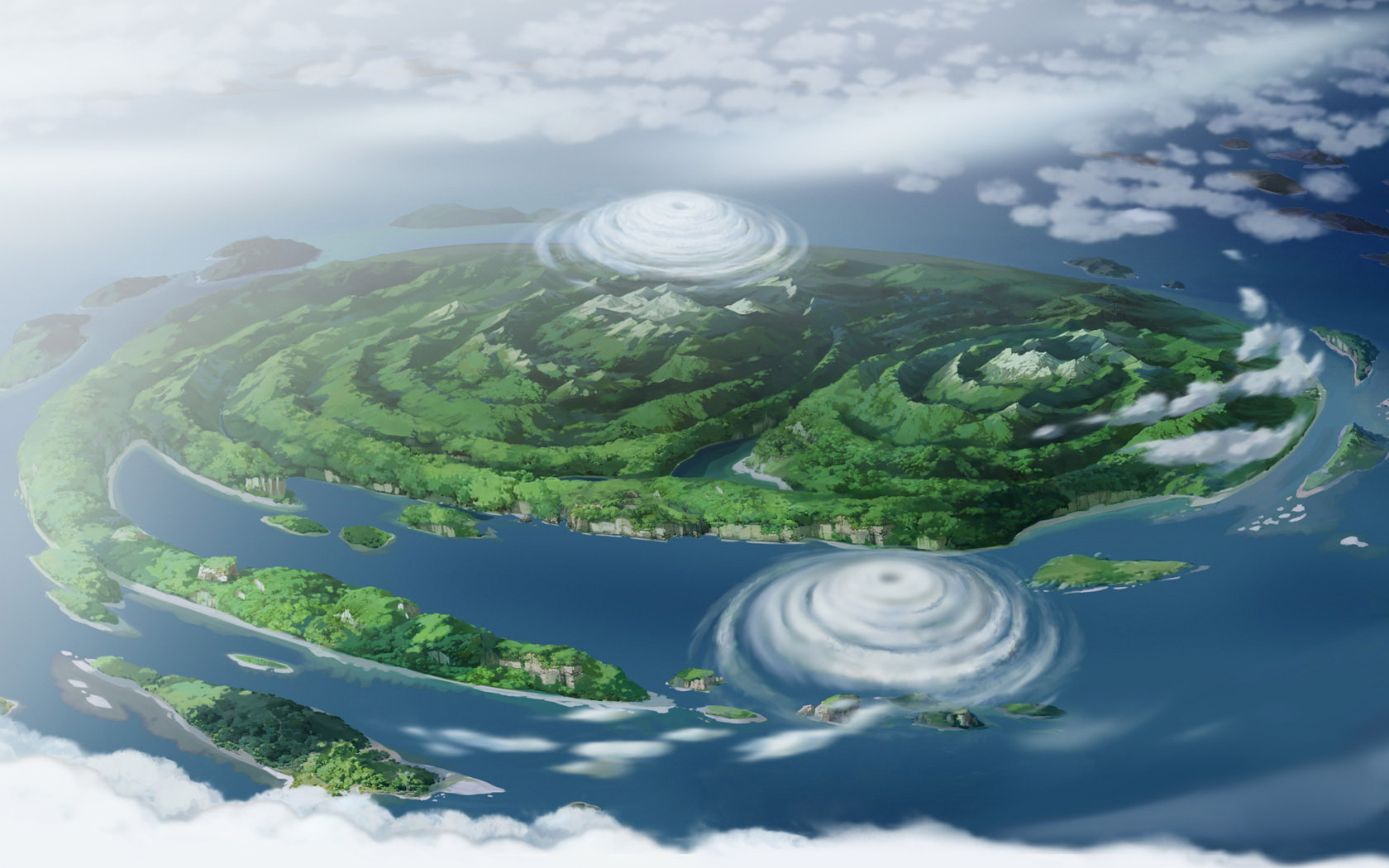 小岛漩涡风景壁纸