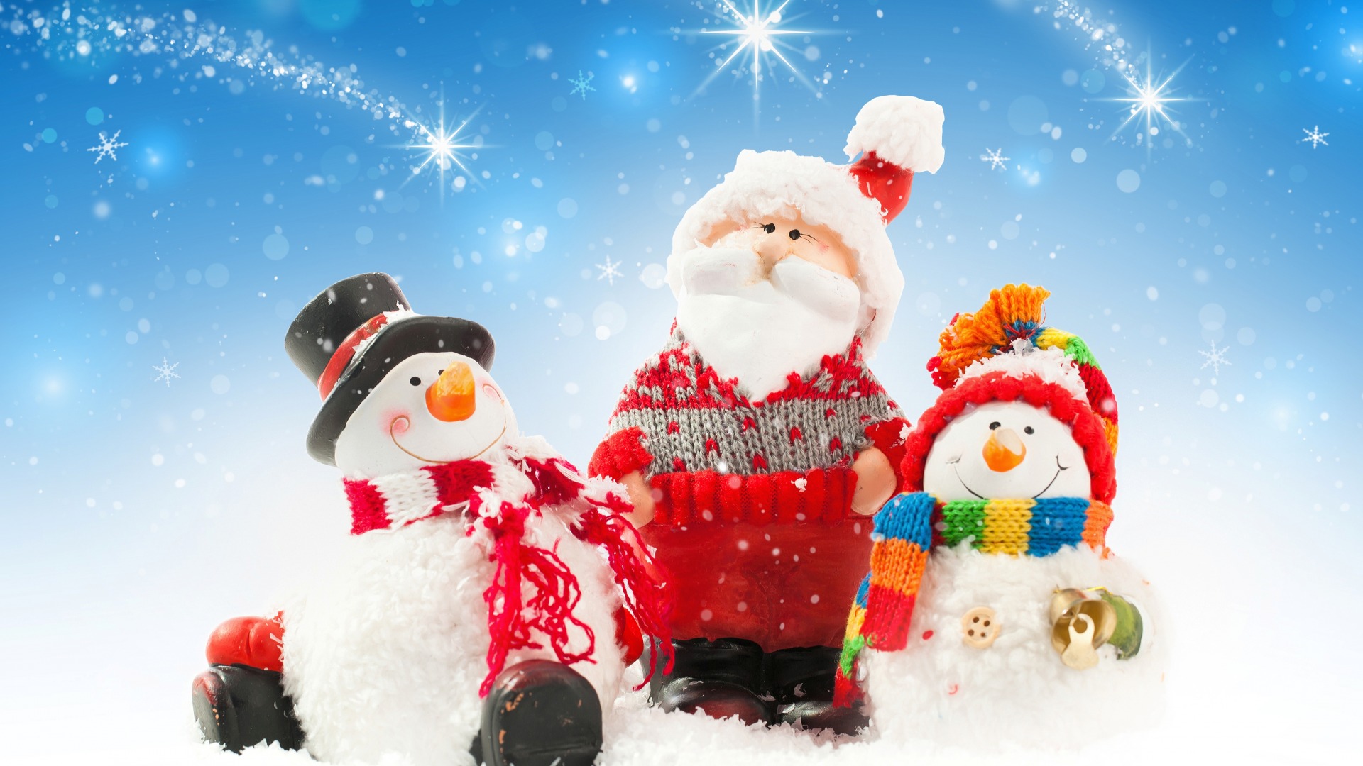 雪人,圣诞老人,新年,圣诞节,冬天,雪,桌面壁纸