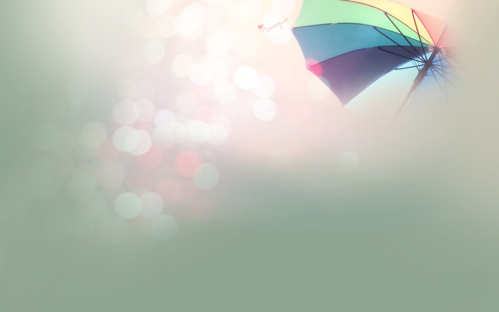 漂亮七彩雨伞桌面壁纸