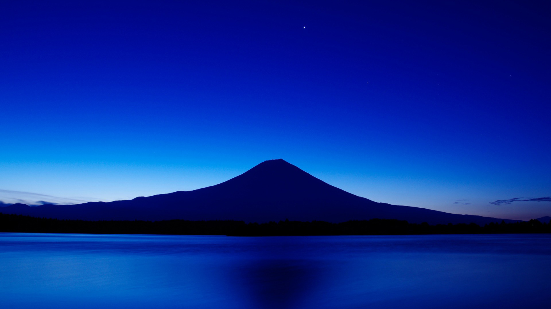 日本，富士山，天空，星星，夜晚风景桌面壁纸