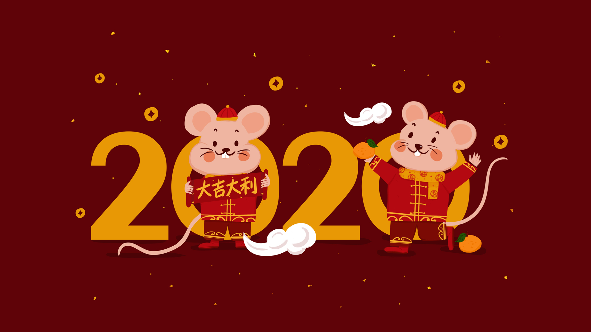 2020鼠年大吉大利，精选节日壁纸免费下载，电脑桌面美化必备！