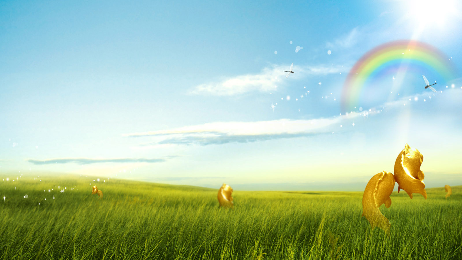 草原上的彩虹风景桌面壁纸