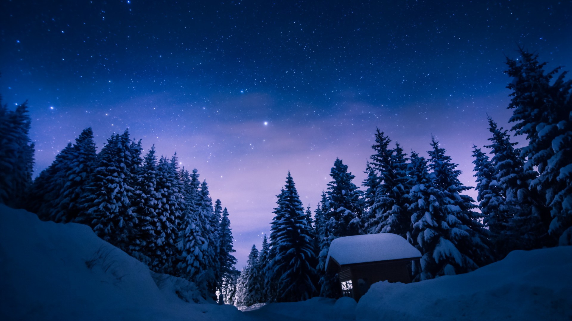 雪景夜景壁纸图片