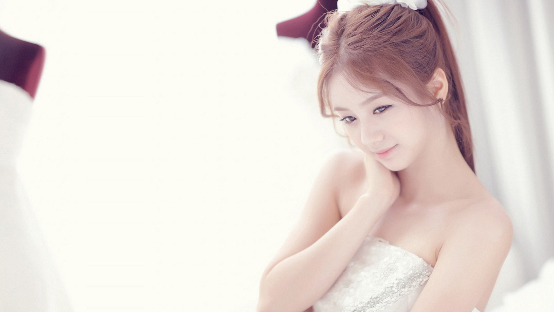 白色裙子美女,韩国性感漂亮美女壁纸