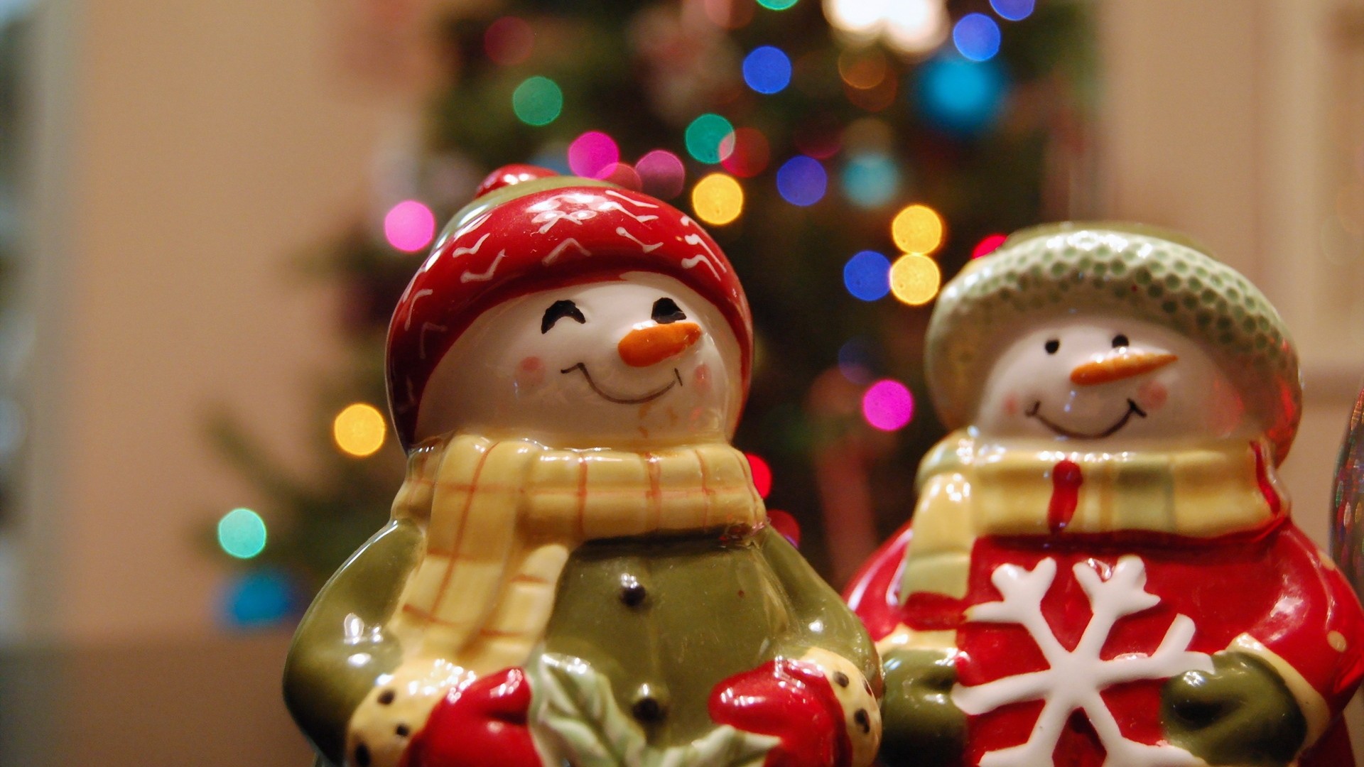 二个雪人,玩具,圣诞节快乐桌面壁纸