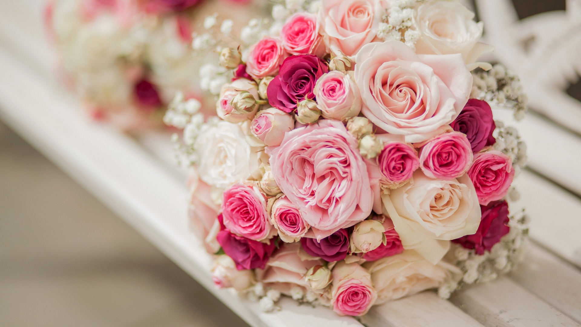 粉红色玫瑰 玫瑰的花束桌面壁纸