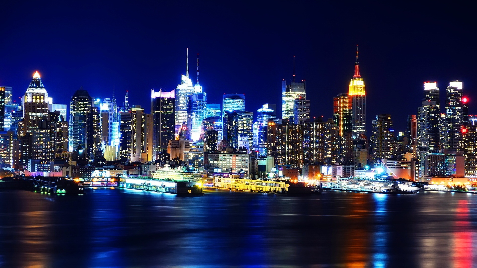 纽约曼哈顿晚上风景桌面壁纸