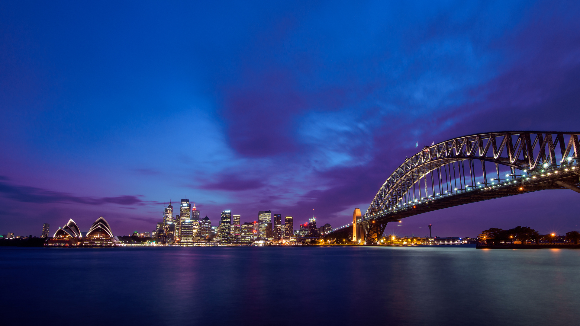 悉尼歌剧院 黄昏 悉尼大桥桌面壁纸
