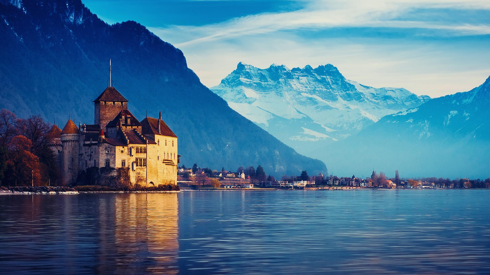 瑞士日内瓦湖风景壁纸