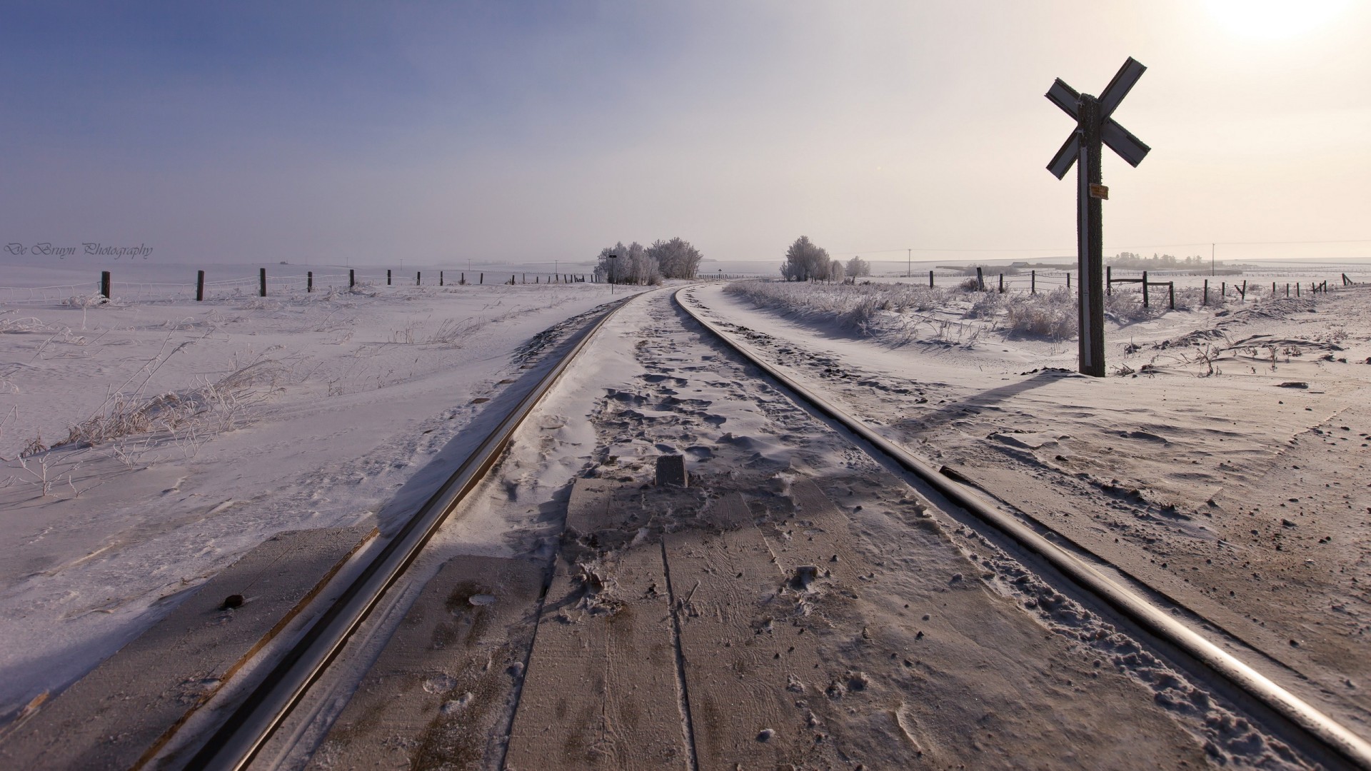 铁路，雪，风景图片，树，风向标，壁纸