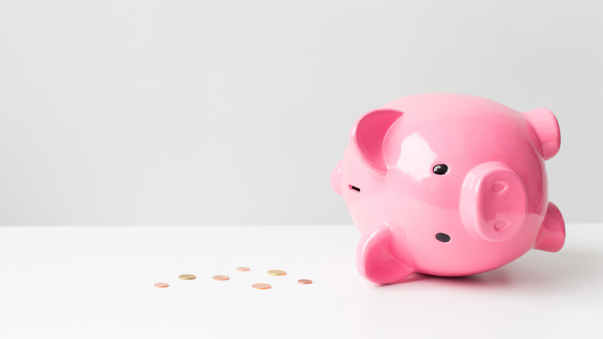 粉红的小猪钱罐,硬币,电脑壁纸