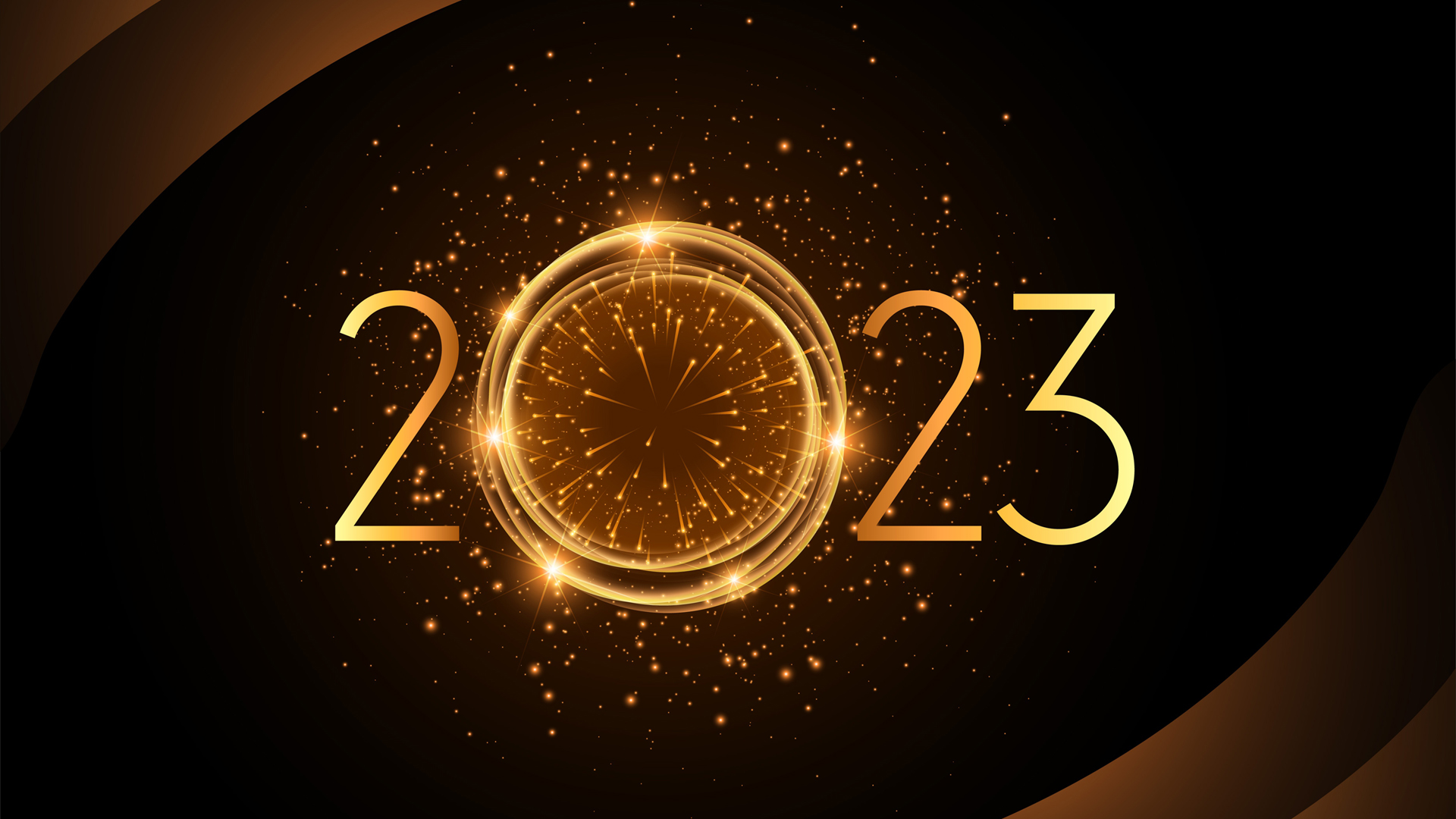 2023新年 黄金色 个性 烟花 高清 电脑 壁纸
