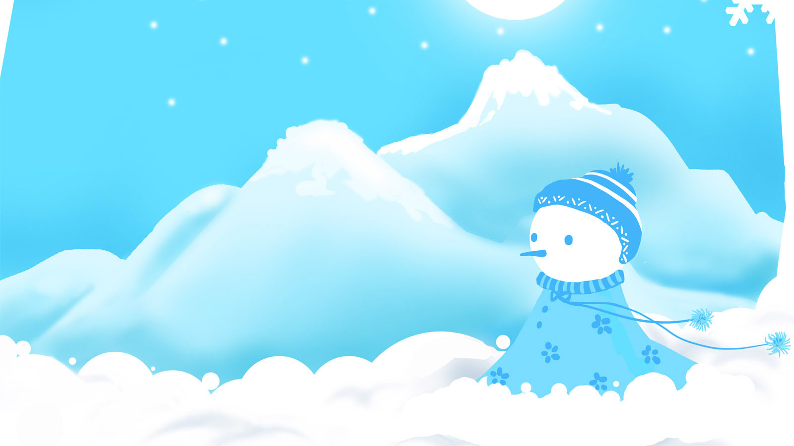 可爱蓝色圣诞雪人桌面图片