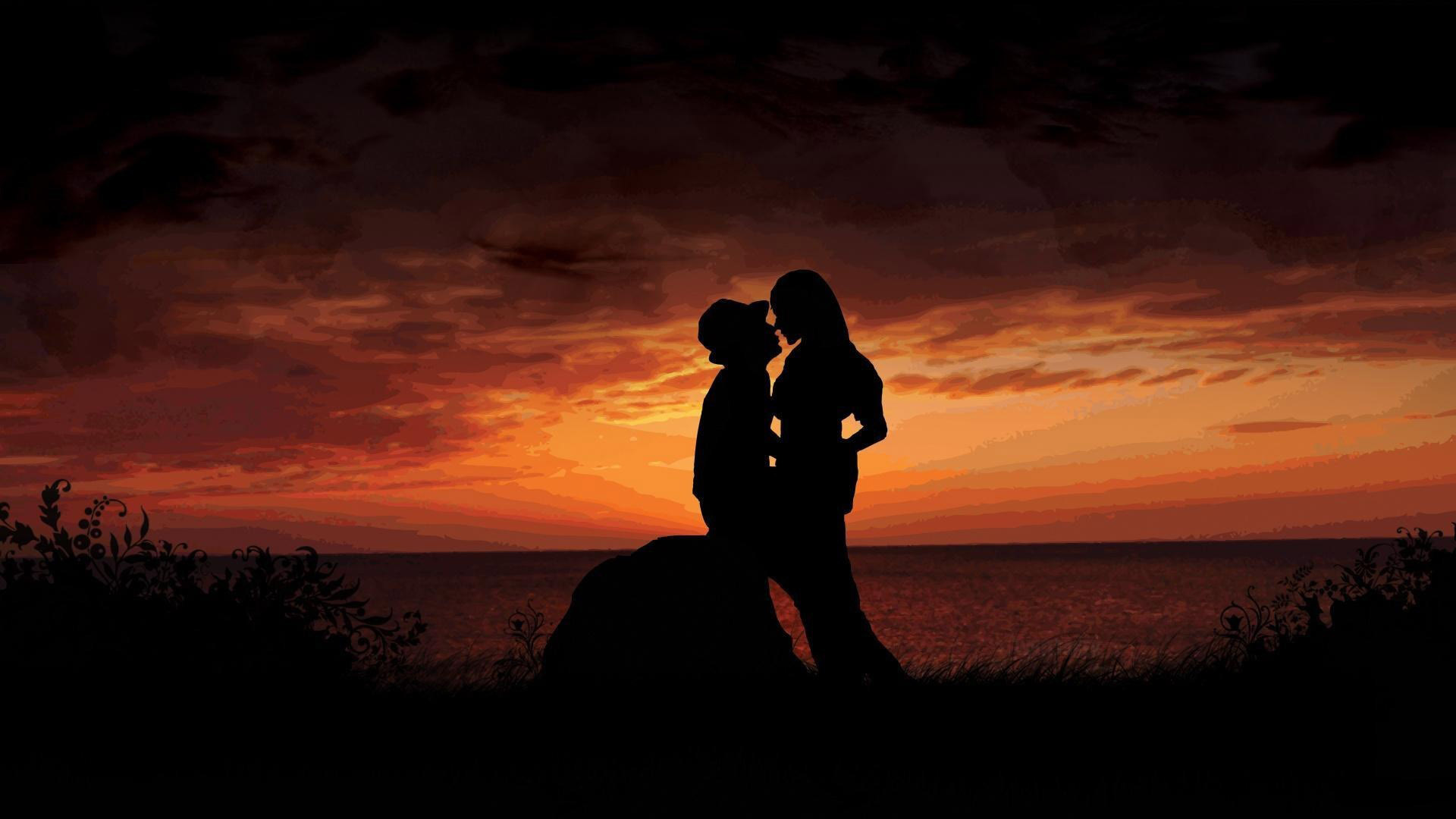 海边黄昏浪漫爱情桌面壁纸