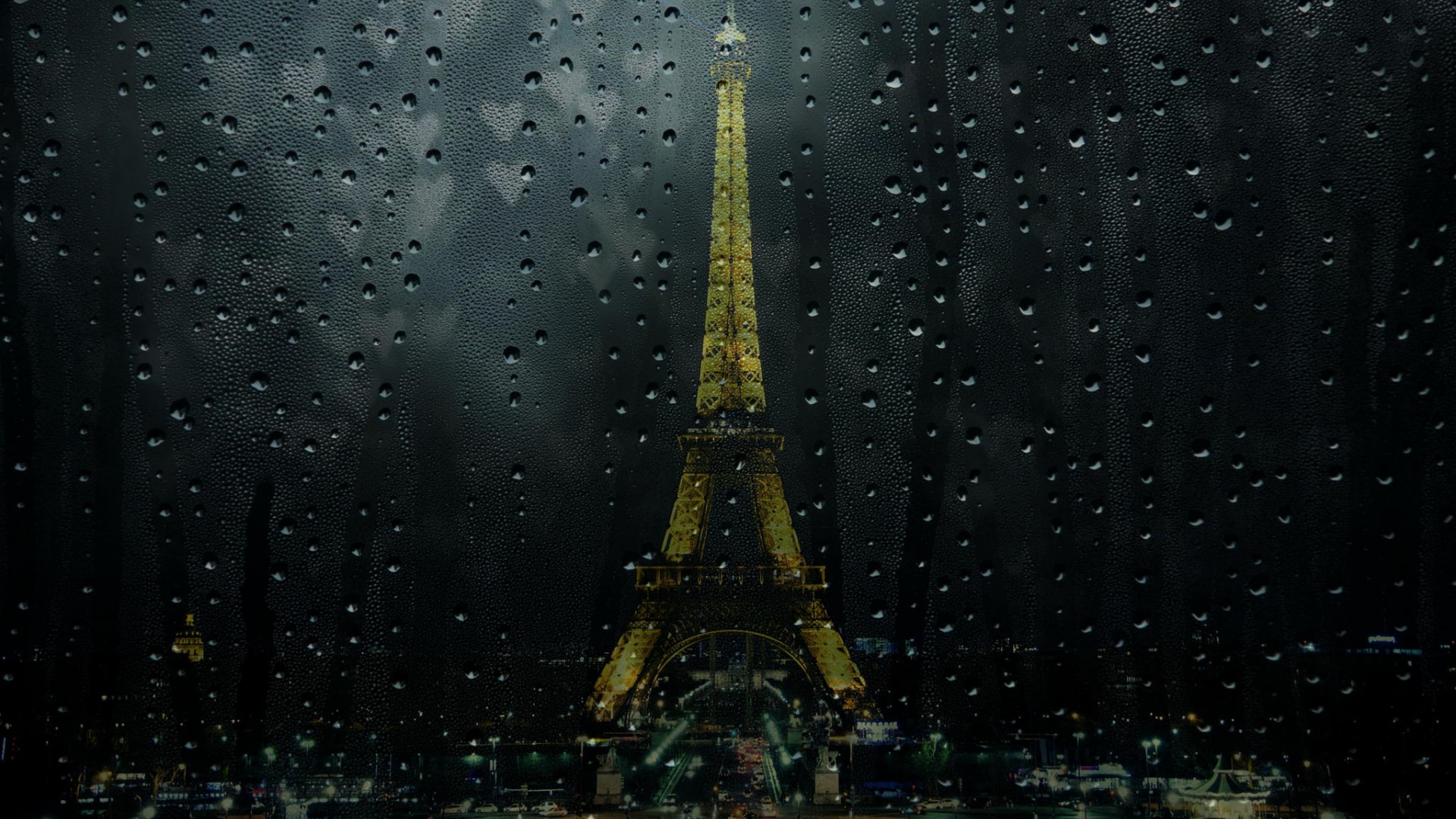 磨砂玻璃,雨天,巴黎艾菲尔铁塔,壁纸