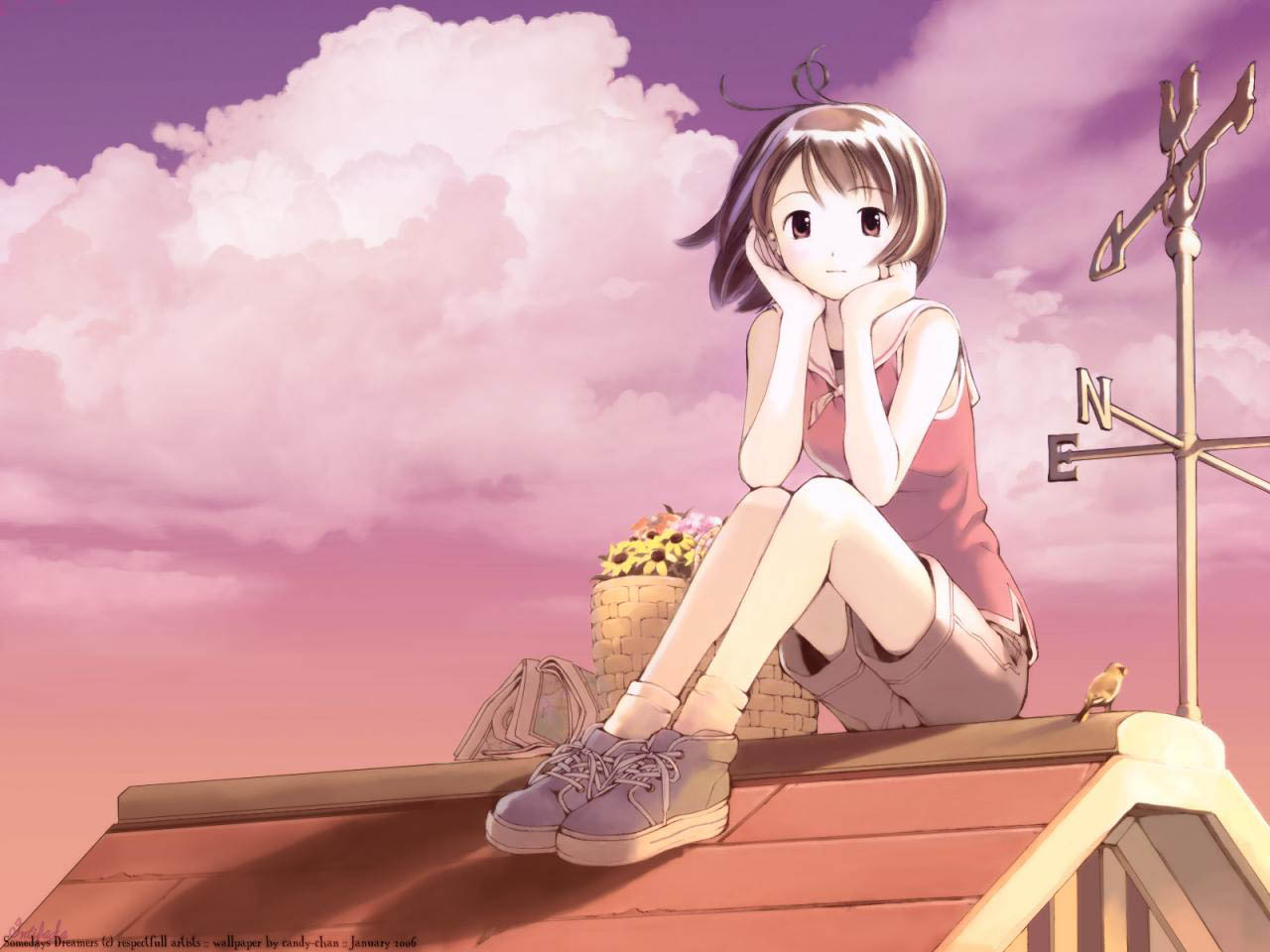 可爱的卡通少女壁纸