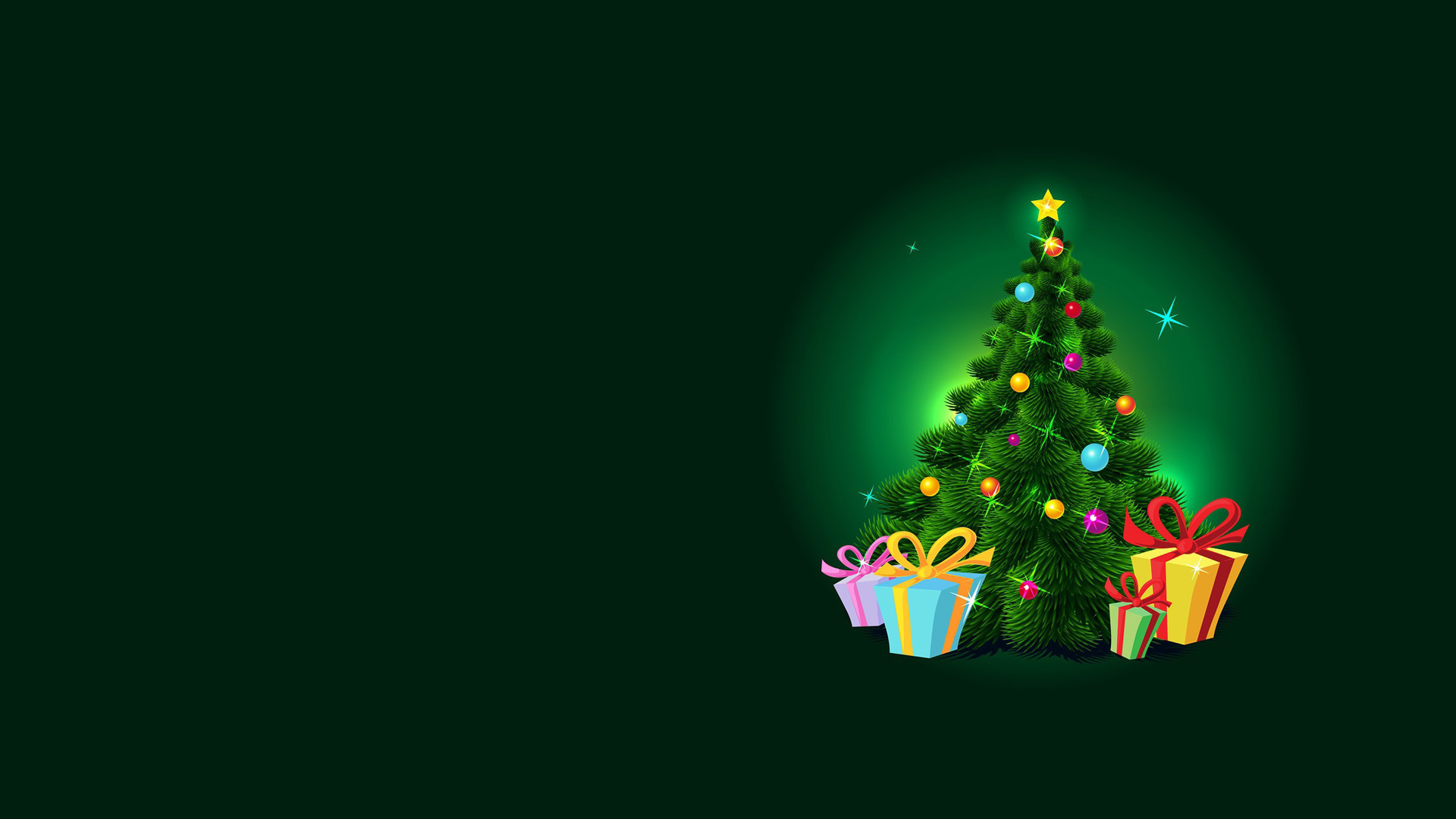 漂亮圣诞树,礼物,圣诞节桌面壁纸