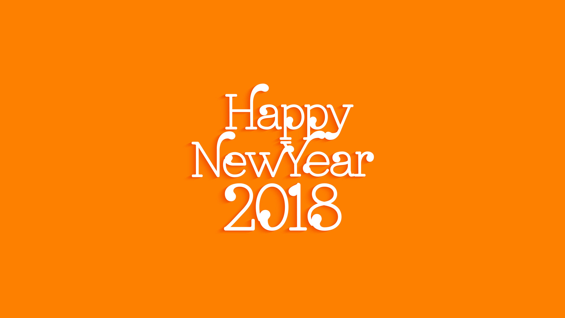橙色底白色2018年艺术字壁纸