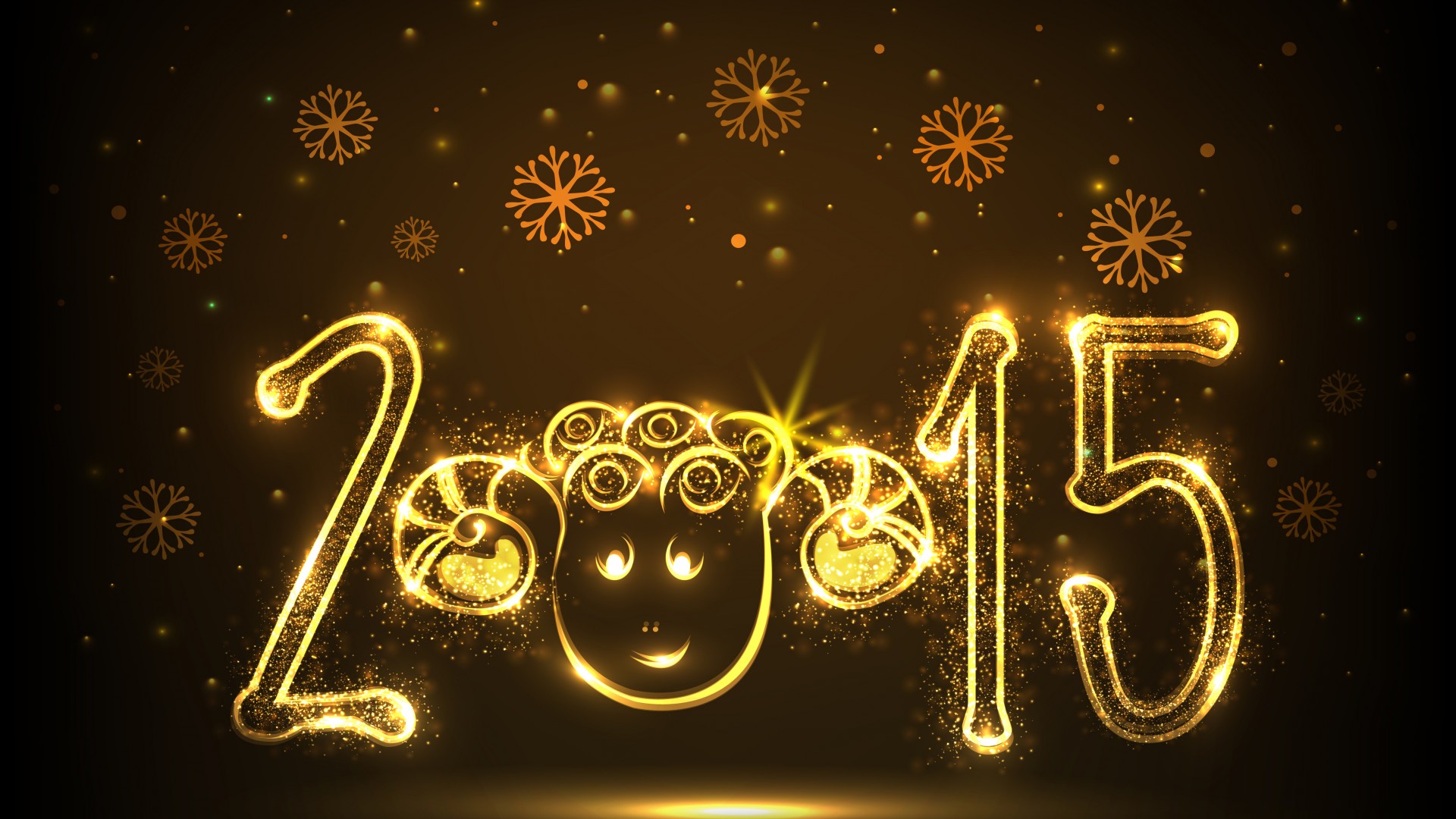 2015年,金色,新年快乐,可爱羊年,桌面壁纸