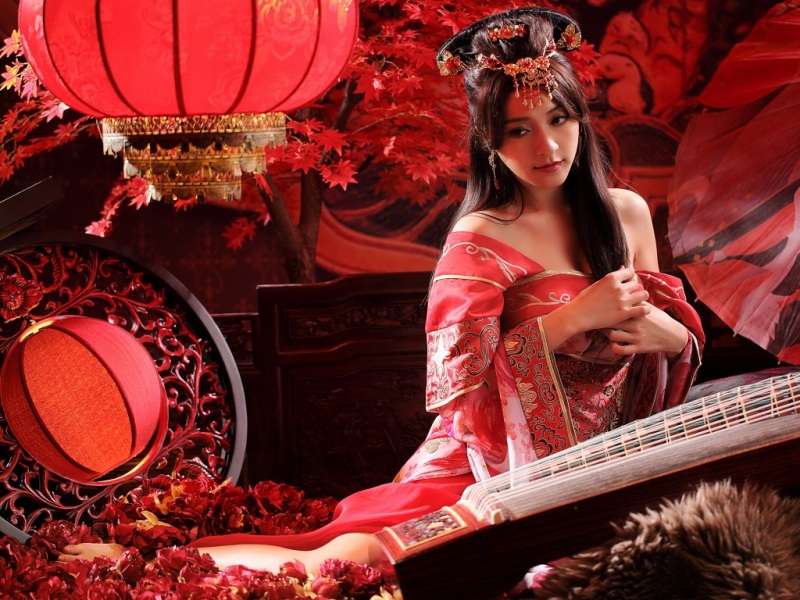 古典,古装,美女,中国风,乐器,灯笼,唯美,古风美女壁纸