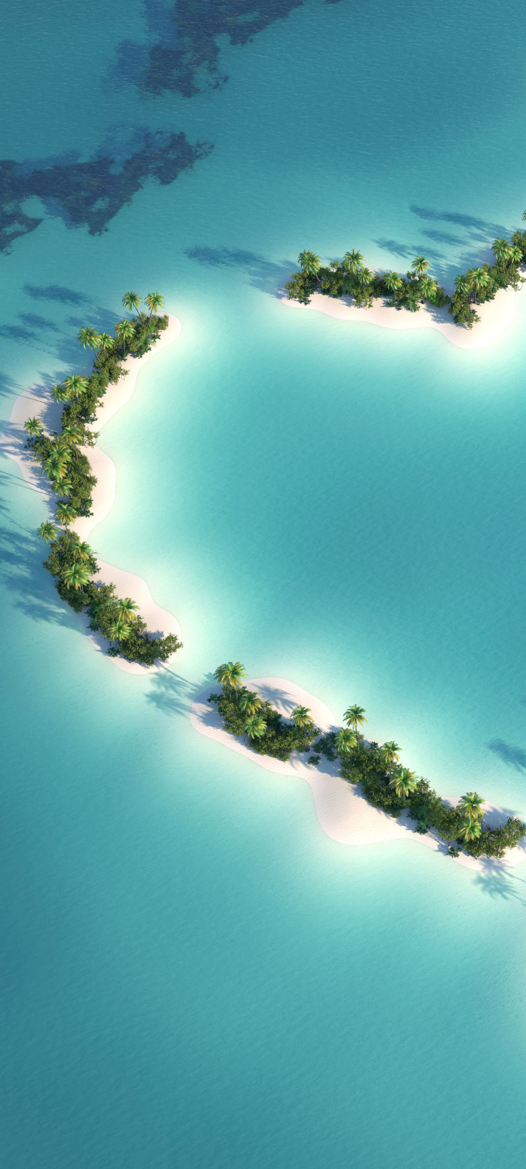 爱心岛 心形小岛风景全屏手机壁纸图片