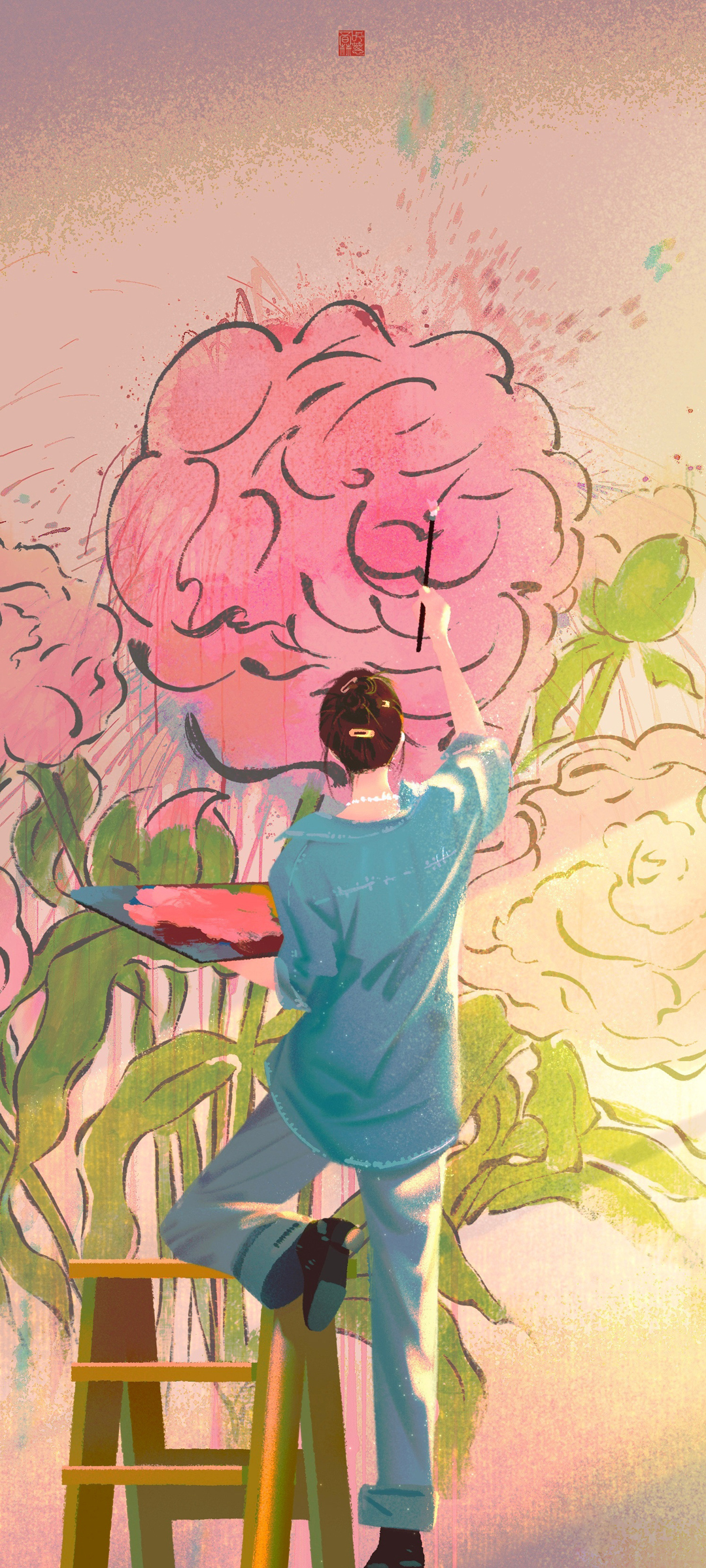 玫瑰的故事 插画手机壁纸