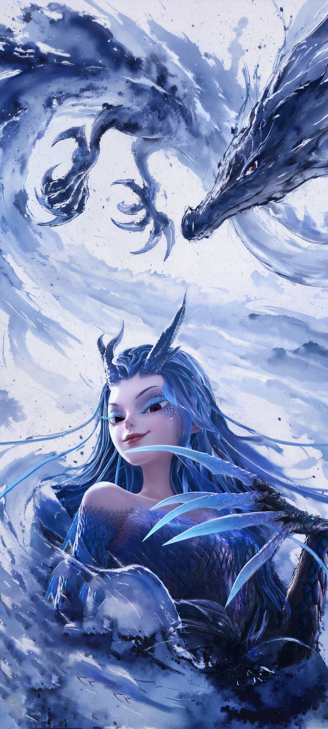 敖闰 哪吒之魔童闹海水墨海报手机壁纸