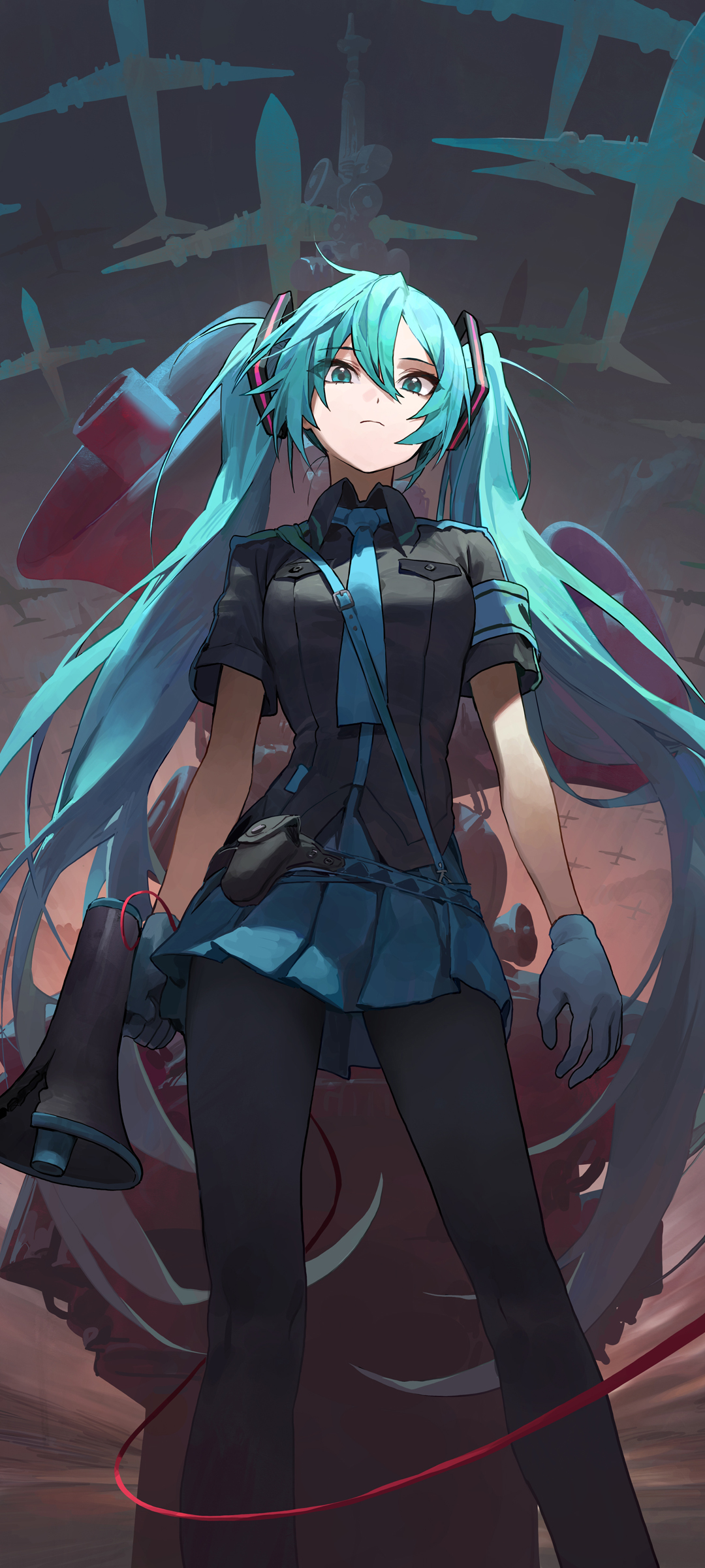 初音未来酷炫黑袜壁纸，免费动漫手机壁纸高清下载