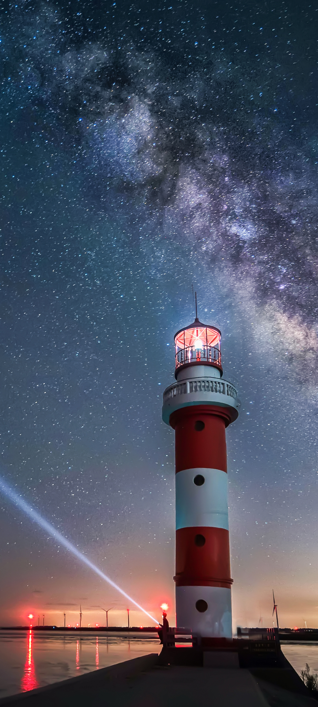 星空 灯塔 风景手机壁纸