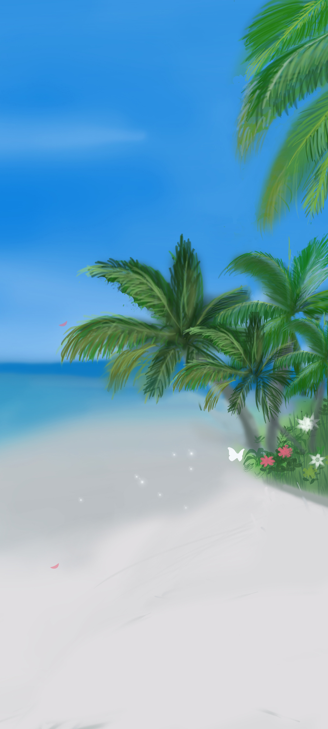 原创 海边风景 沙滩 树 高清 手机壁纸