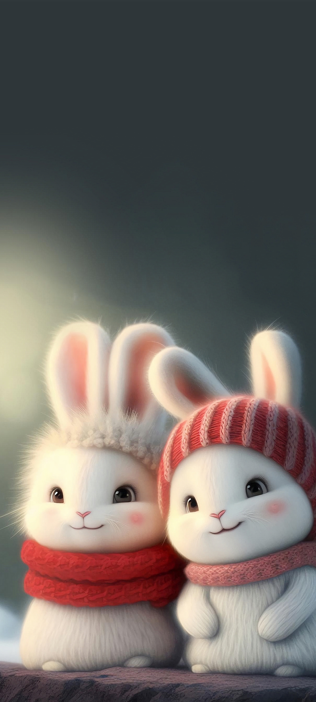 2只可爱兔子 新年 手机 壁纸