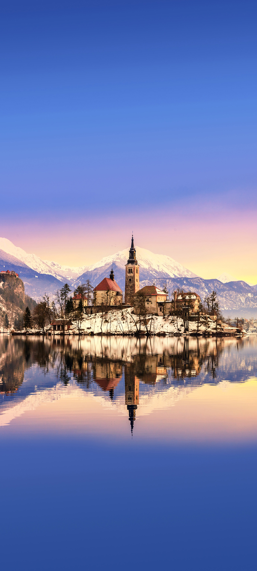 斯洛文尼亚 湖 冬天风景手机壁纸