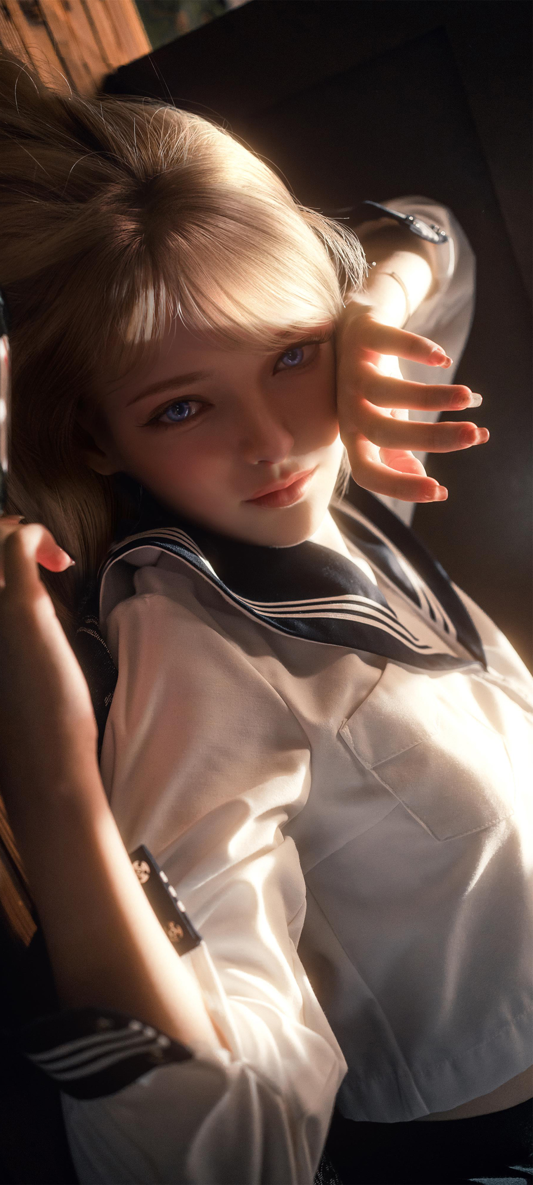 穿越火线cf手游岚兮儿 水手服美女游戏手机壁纸