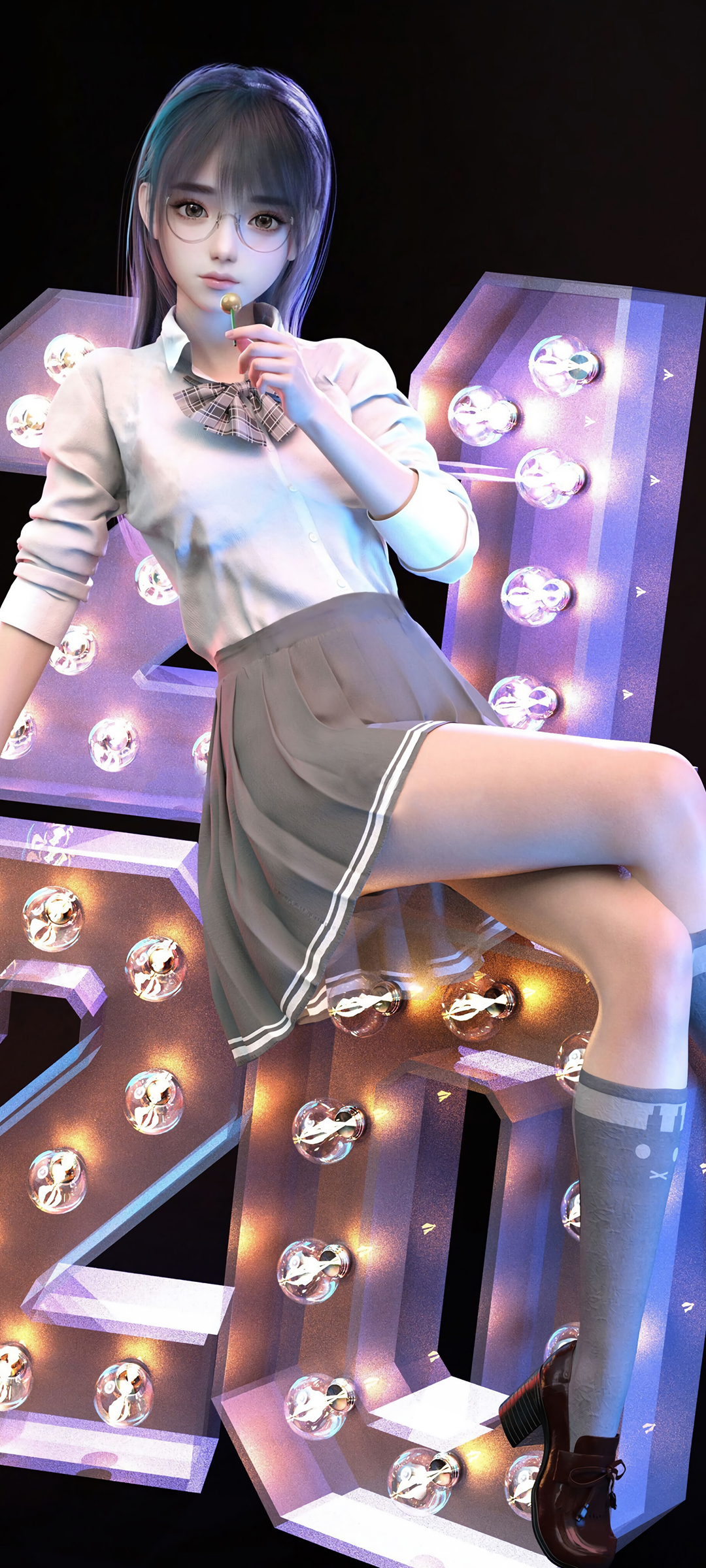 JK制服 3D 美女 手机 桌面 壁纸 yoly莜莉