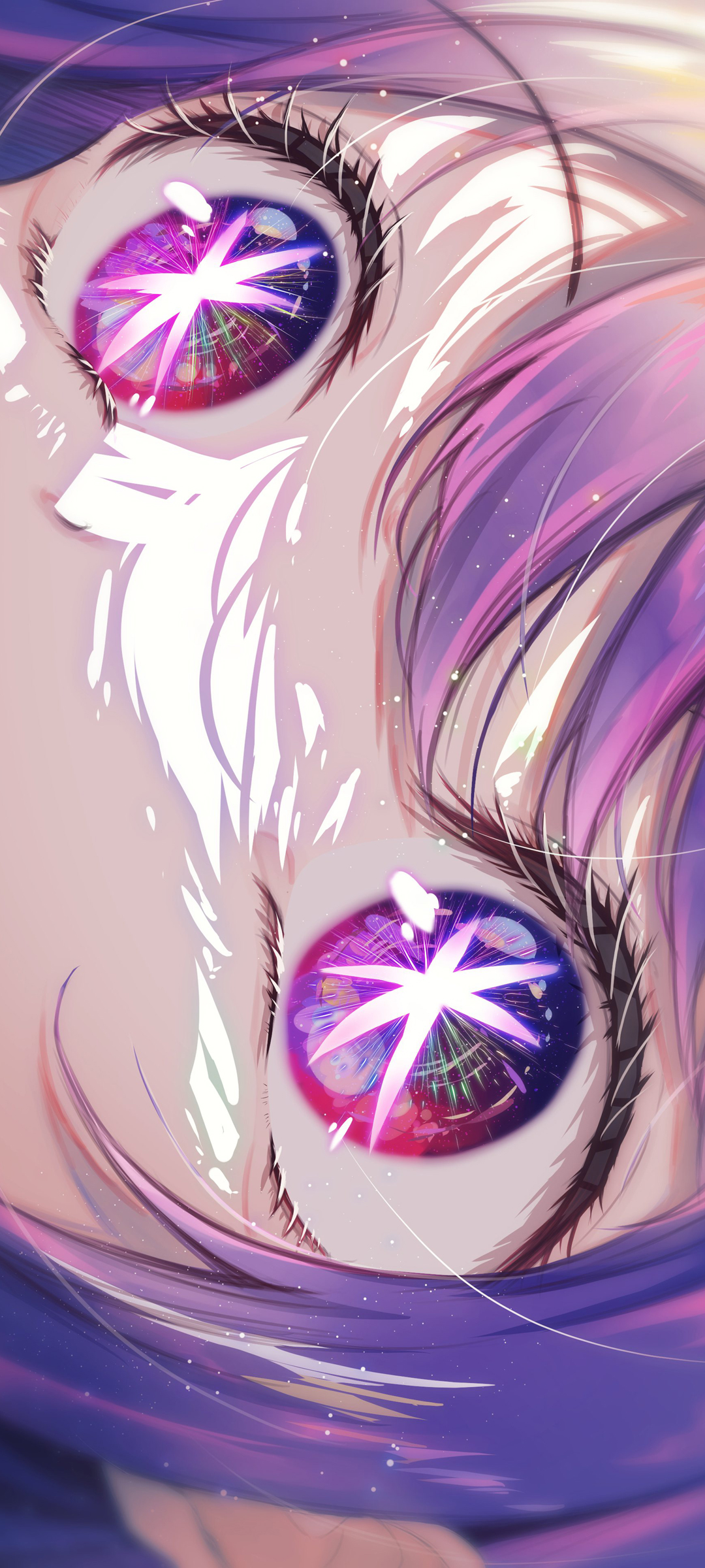 《星野爱》紫色的头发 紫色眼睛 脸 手机壁纸