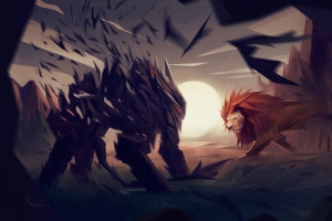 狮子战斗威力手绘