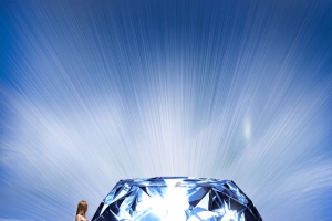 蓝色钻石美女背景