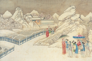 山水雪景国画素材