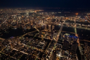 建筑 摩天大楼 灯光 鸟瞰图 高度 城市 夜间 4k壁纸 3840x2160