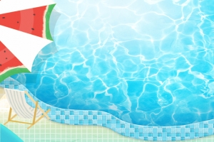 卡通泳池暑假大促banner