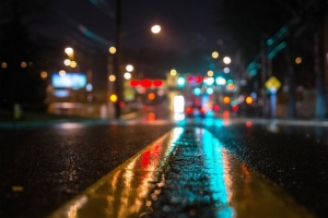 城市雨后马路夜晚海报背景