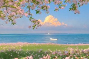 海边 鲜花 唯美风景 4K壁纸 3840x2400