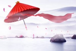 伞石头水背景banner