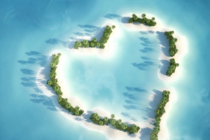 浪漫爱心小岛风景平板电脑壁纸