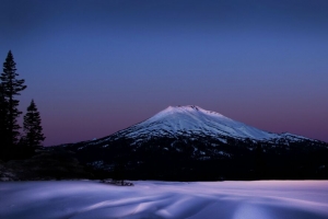 山 雪 树 冬天 黄昏 自然 4k壁纸 3840x2160