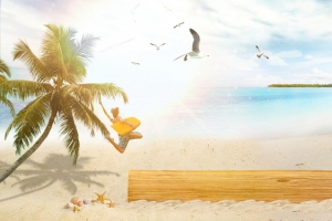 夏日海滩旅游海报背景