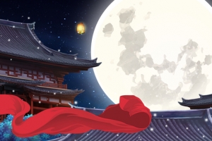 中国风灯笼红绸中秋遇国庆banner