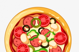 黄色圆弧披萨美食元素