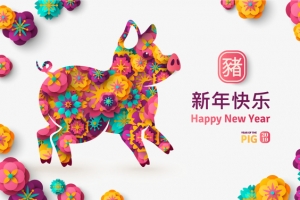 2019猪年快乐矢量图